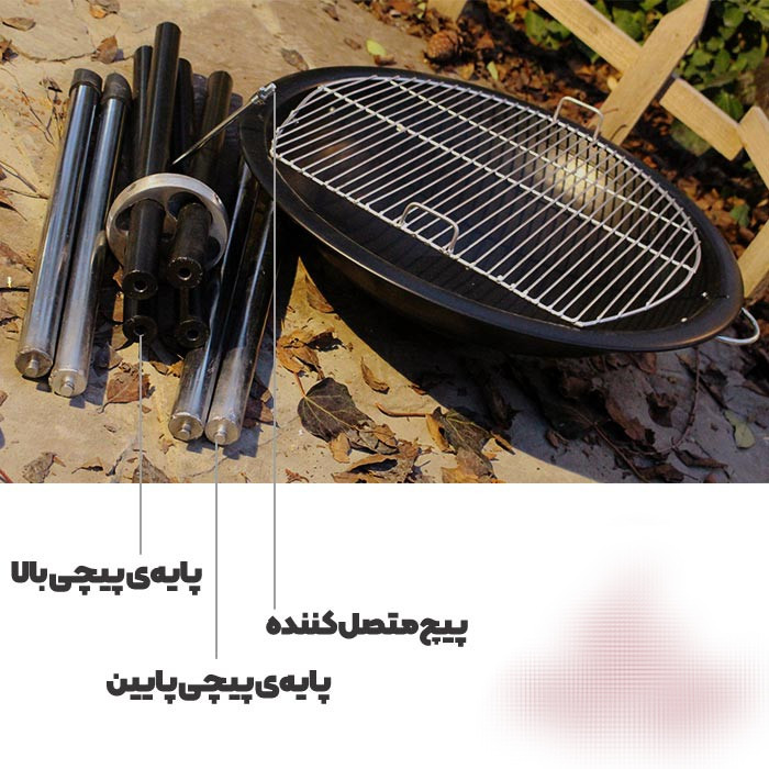 منقل و باربیکیو ذغالی همراه باد بزن مناسب برای باغ ویلا و منزل و کمپینگ