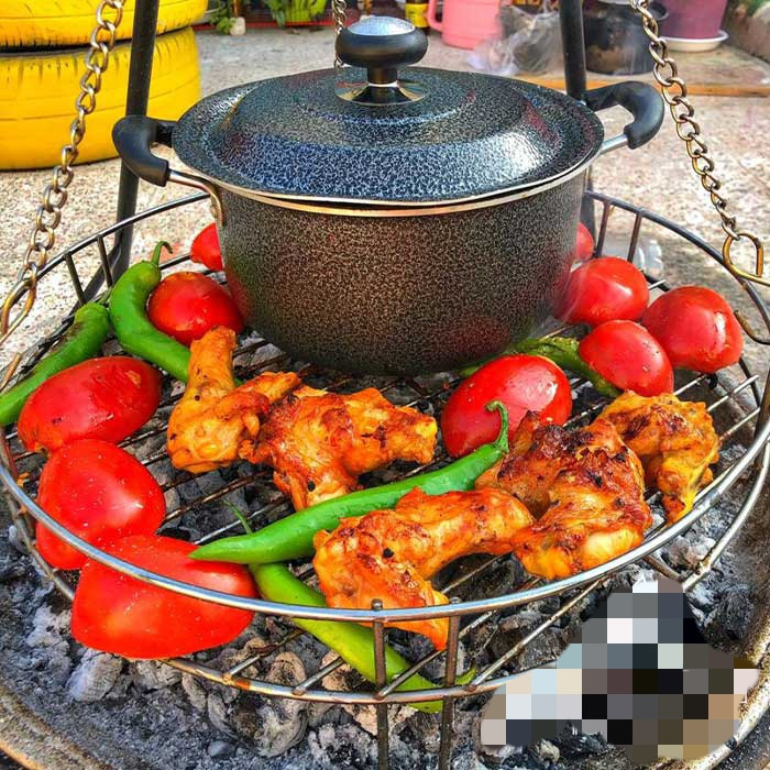 گریل توری آشپزی در طبیعت (توری گریل بزرگ دوکاره)