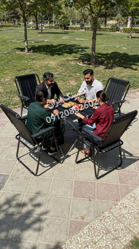 ست ۴ نفره صندلی تاشو مسافرتی با میز چوبی و ۷ فنر