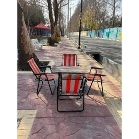 ست ۴ نفره صندلی تاشو مسافرتی با میز چوبی و ۷ فنر